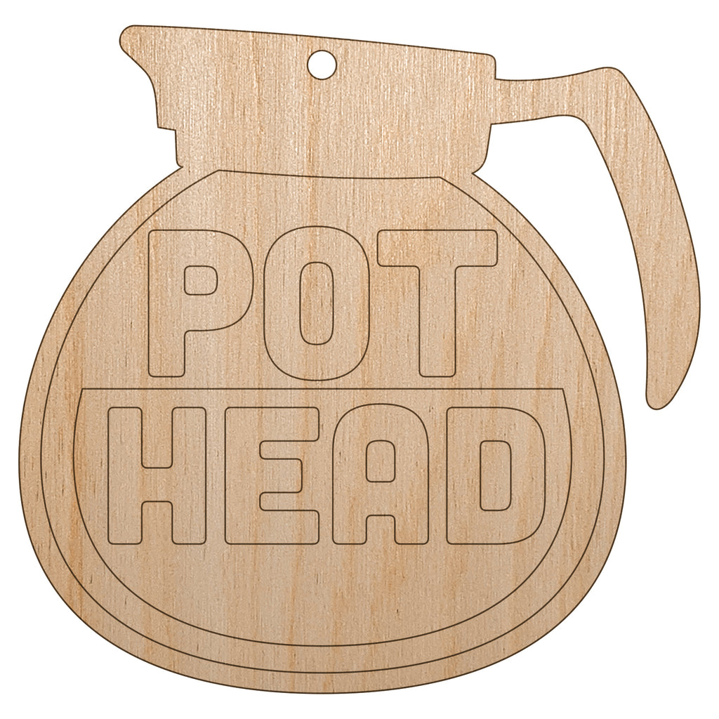 Pot Head Coffee Unfinished Craft Wood Holiday Christmas Tree DIY Pre-Drilled Ornament