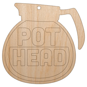 Pot Head Coffee Unfinished Craft Wood Holiday Christmas Tree DIY Pre-Drilled Ornament