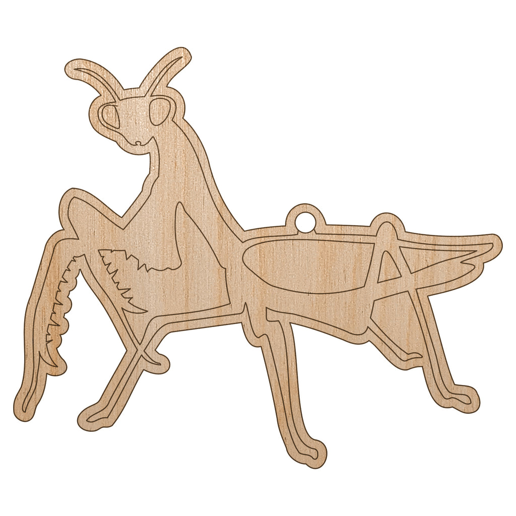 Praying Mantis Insect Unfinished Craft Wood Holiday Christmas Tree DIY Pre-Drilled Ornament