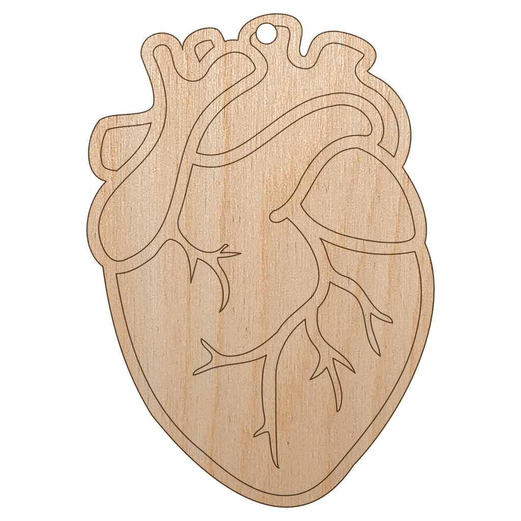 Realistic Human Heart Unfinished Craft Wood Holiday Christmas Tree DIY Pre-Drilled Ornament