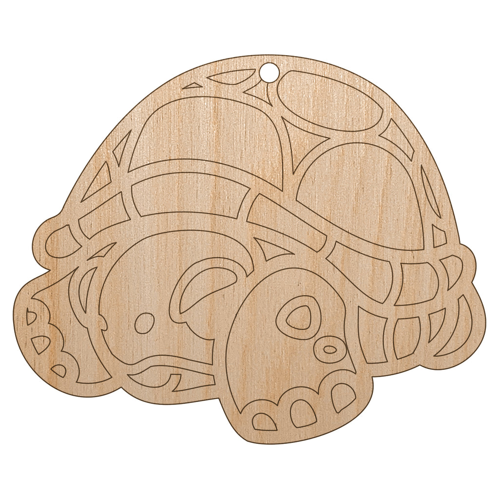 Shy Turtle Hiding in Shell Unfinished Craft Wood Holiday Christmas Tree DIY Pre-Drilled Ornament