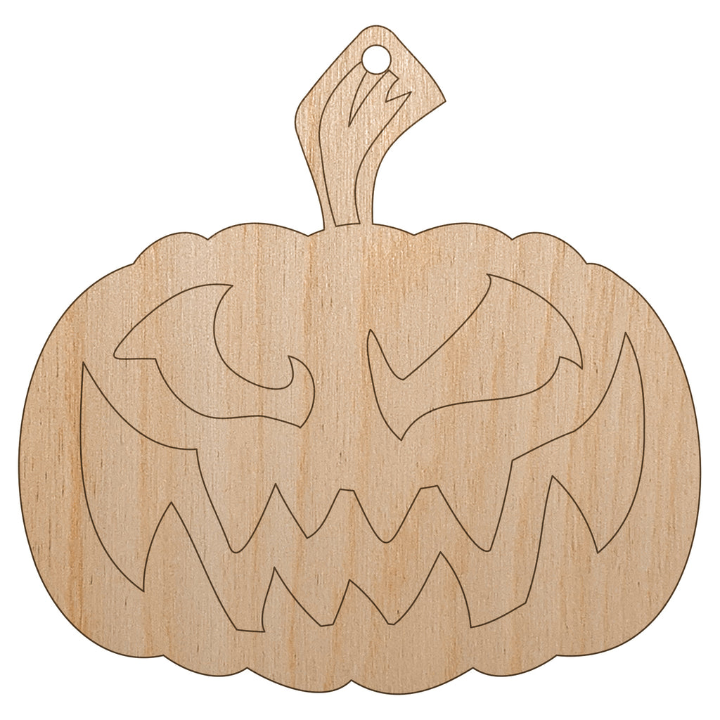 Sinister Halloween Jack-o'-lantern Pumpkin Unfinished Craft Wood Holiday Christmas Tree DIY Pre-Drilled Ornament