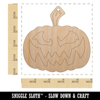Sinister Halloween Jack-o'-lantern Pumpkin Unfinished Craft Wood Holiday Christmas Tree DIY Pre-Drilled Ornament