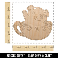 Teacup Pig Unfinished Craft Wood Holiday Christmas Tree DIY Pre-Drilled Ornament