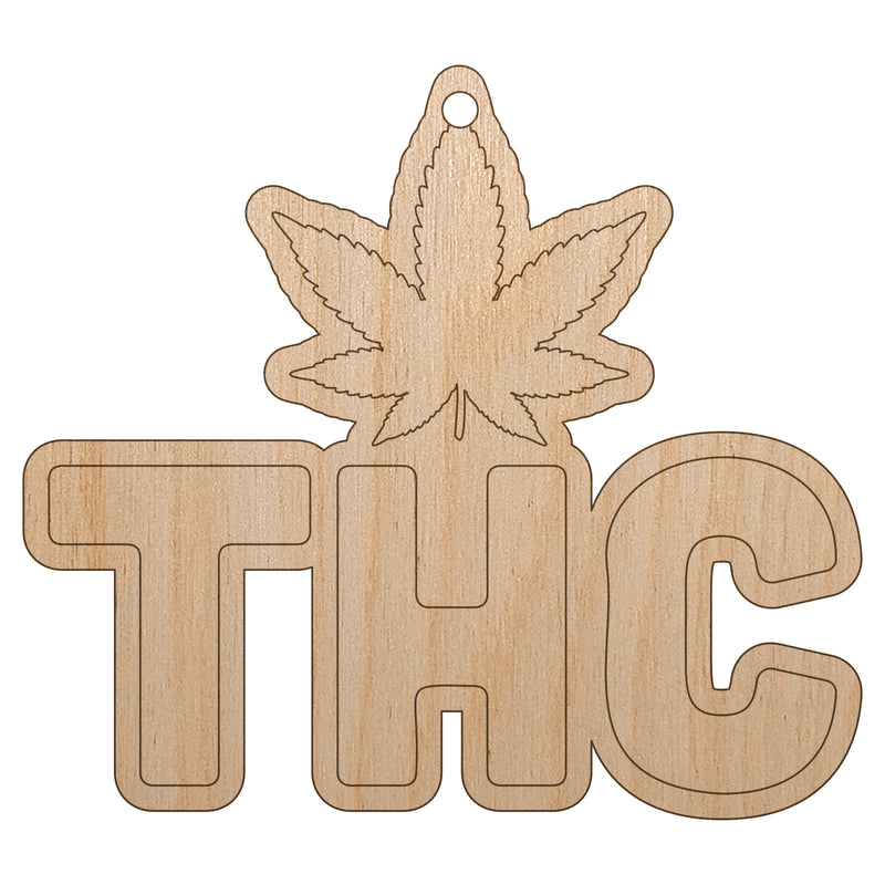 THC Marijuana Leaf Circle Unfinished Craft Wood Holiday Christmas Tree DIY Pre-Drilled Ornament