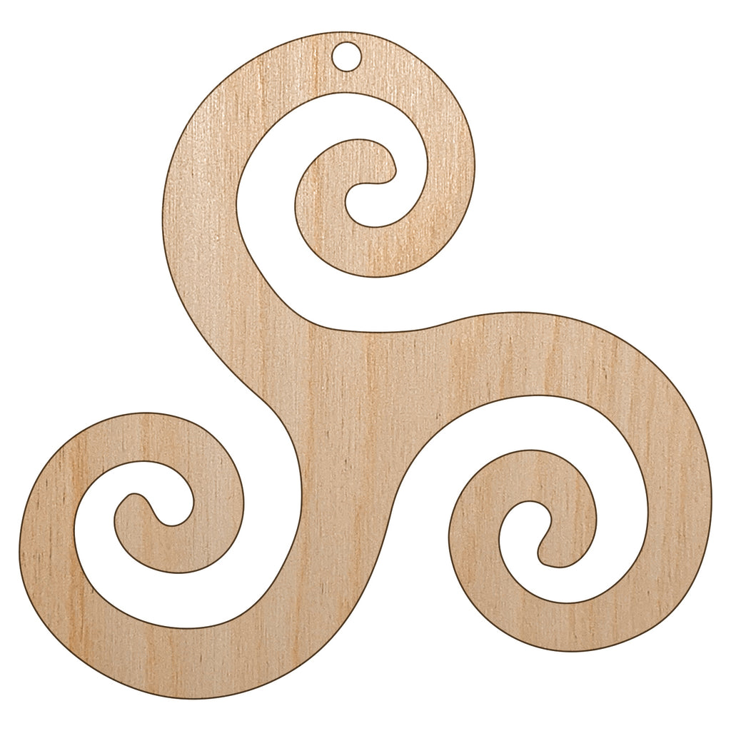 Triskele Triskelion Triple Spiral Celtic Symbol Unfinished Craft Wood Holiday Christmas Tree DIY Pre-Drilled Ornament