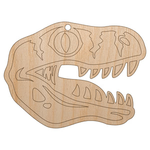 Velociraptor Dinosaur Head Unfinished Craft Wood Holiday Christmas Tree DIY Pre-Drilled Ornament