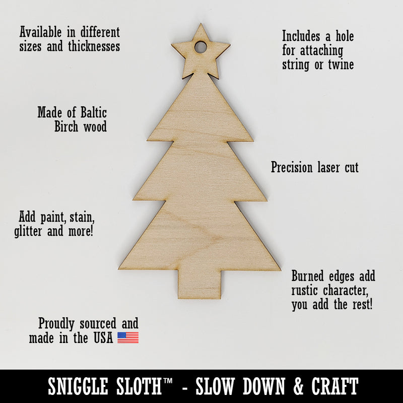 Nautical Star Unfinished Craft Wood Holiday Christmas Tree DIY Pre-Drilled Ornament
