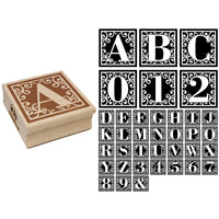Monogram Swirls Letter Number Square Rubber Stamp for Stamping Crafting