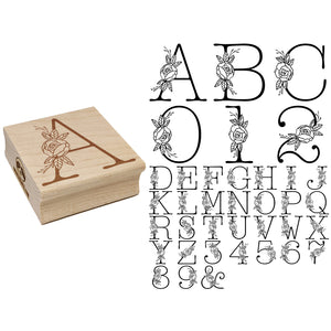 Rose Typewriter Font Letter Number Square Rubber Stamp for Stamping Crafting