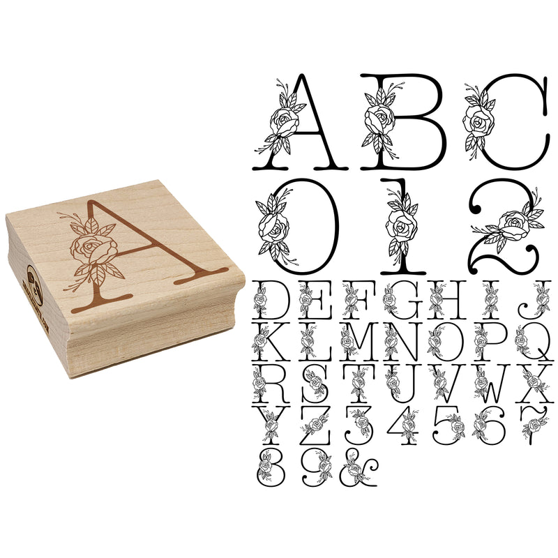 Rose Typewriter Font Letter Number Square Rubber Stamp for Stamping Crafting