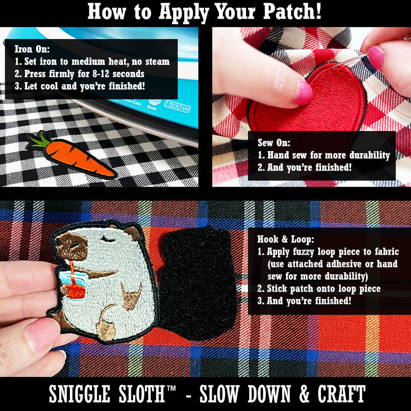 Concerned Pocket Pug Dog Multi-Color Embroidered Iron-On or Hook & Loop Patch Applique