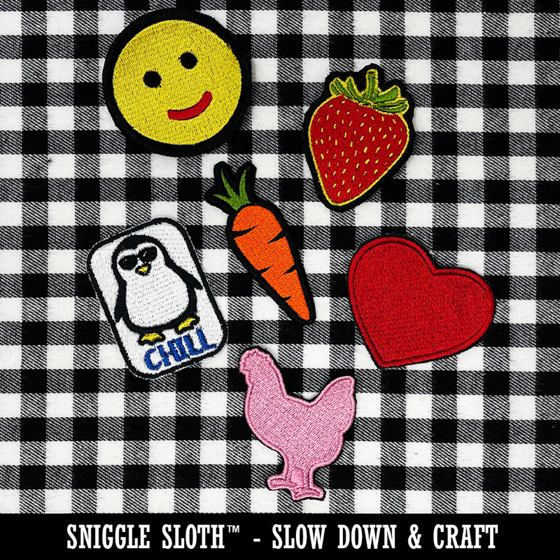 Strawberry Fruit Doodle Multi-Color Embroidered Iron-On or Hook & Loop Patch Applique