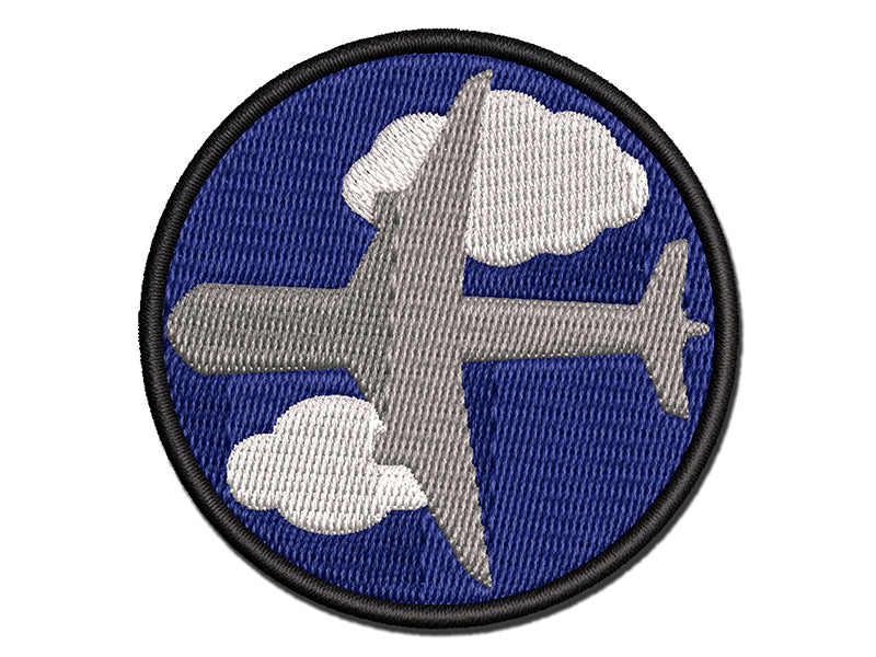 Airplane Solid Vacation Multi-Color Embroidered Iron-On or Hook & Loop Patch Applique