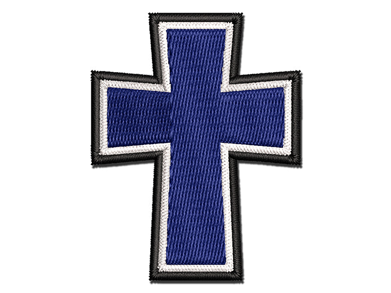 Cross Angled Christian Church Religion Multi-Color Embroidered Iron-On or Hook & Loop Patch Applique