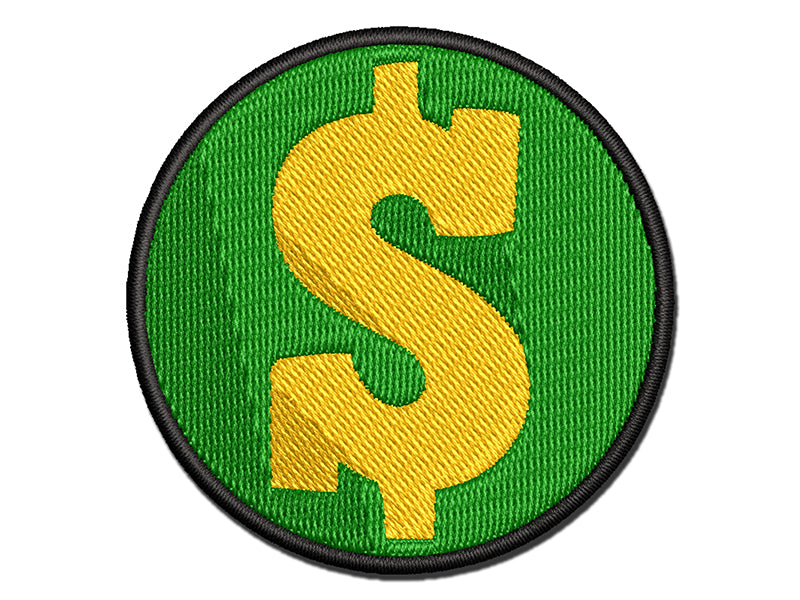 Dollar Sign Money Symbol Multi-Color Embroidered Iron-On or Hook & Loop Patch Applique