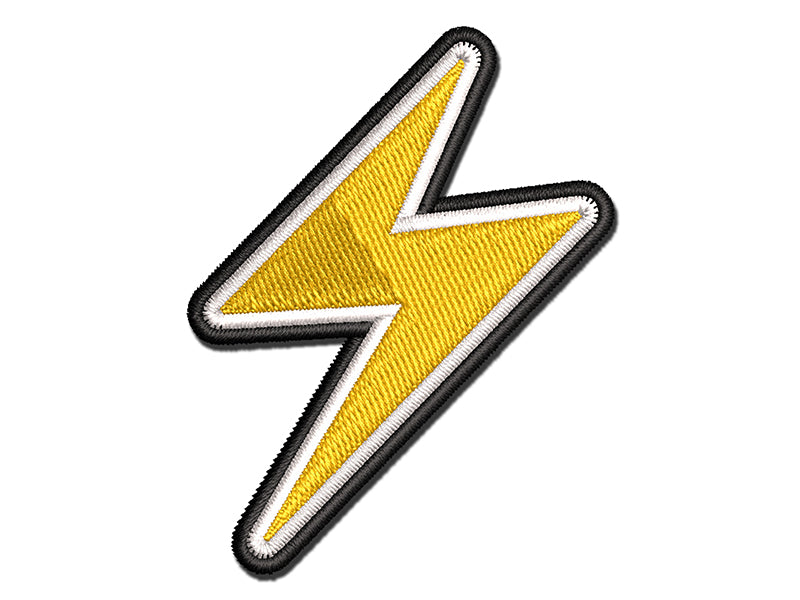 Lightning Bolt Thunderbolt Multi-Color Embroidered Iron-On or Hook & Loop Patch Applique