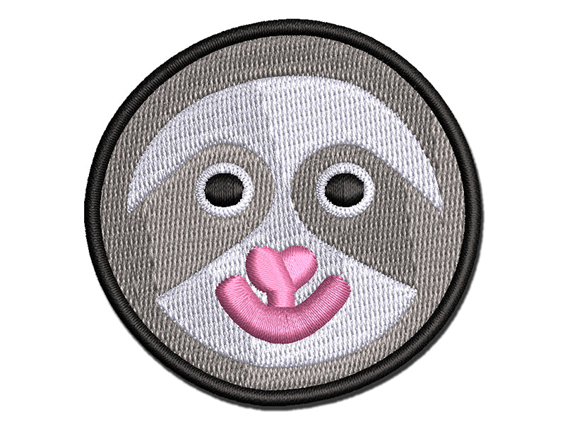 Sloth Face Multi-Color Embroidered Iron-On or Hook & Loop Patch Applique