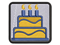 Birthday Cake Multi-Color Embroidered Iron-On or Hook & Loop Patch Applique