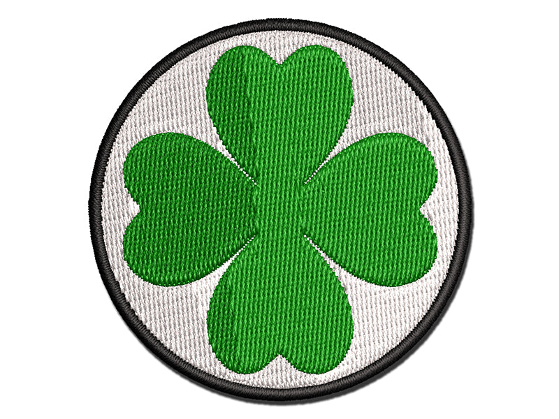 Four Leaf Clover Lucky Solid Multi-Color Embroidered Iron-On or Hook & Loop Patch Applique