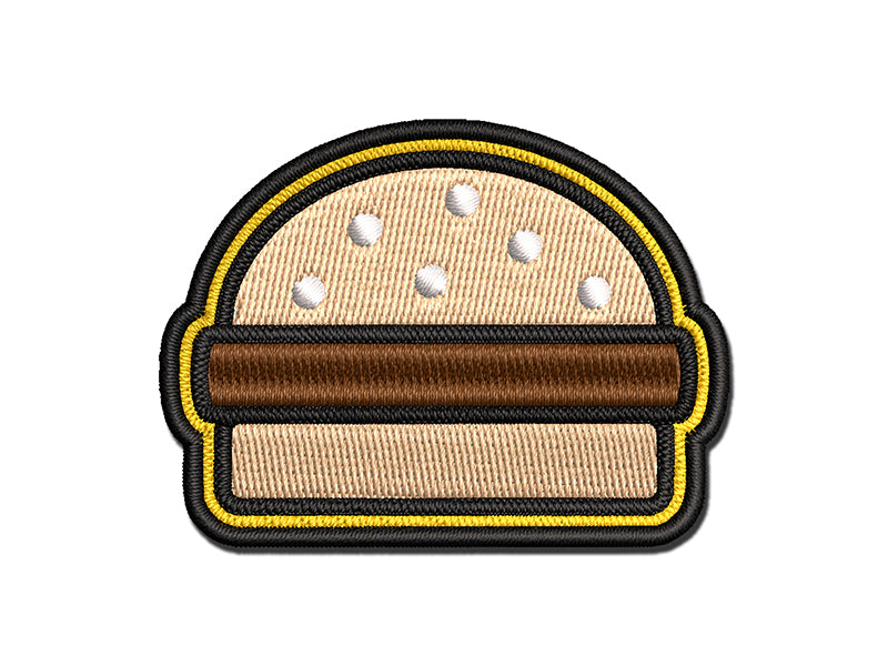 Hamburger Outline Fast Food Multi-Color Embroidered Iron-On or Hook & Loop Patch Applique