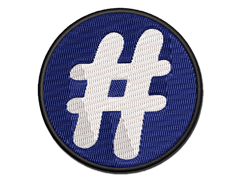 Hashtag Number Sign Multi-Color Embroidered Iron-On or Hook & Loop Patch Applique