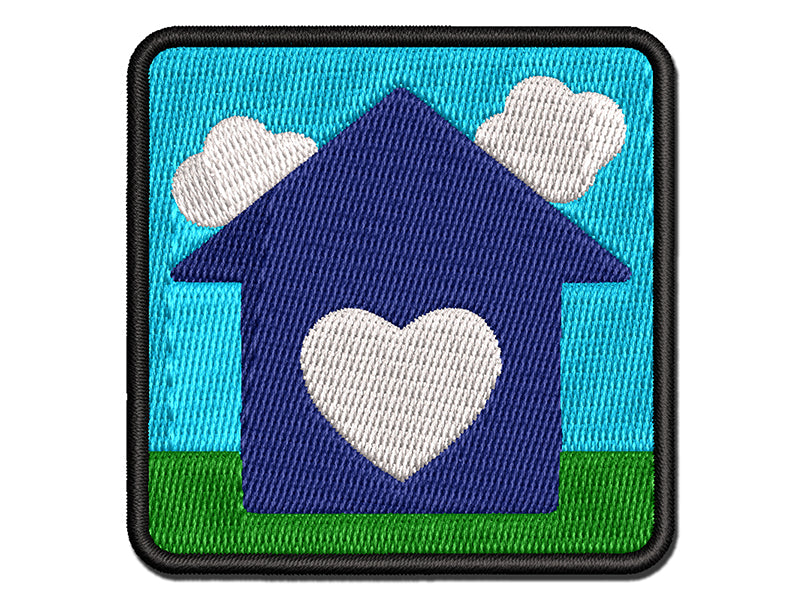 House with Heart Multi-Color Embroidered Iron-On or Hook & Loop Patch Applique