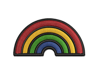 Cute Rainbow Multi-Color Embroidered Iron-On or Hook & Loop Patch Applique