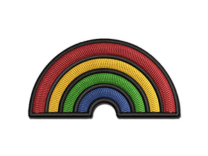 Cute Rainbow Multi-Color Embroidered Iron-On or Hook & Loop Patch Applique