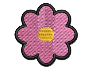 Flower Outline Multi-Color Embroidered Iron-On or Hook & Loop Patch Applique