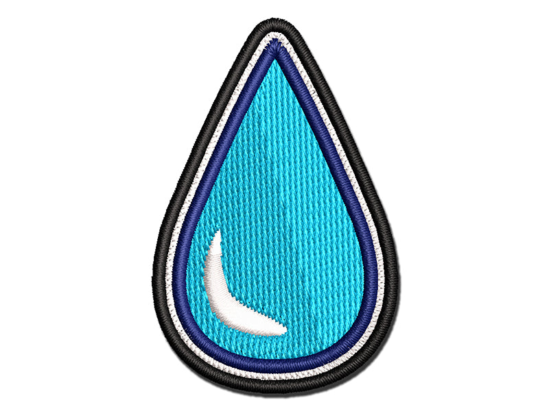 Hydrate Tracker Water Drop Outline Multi-Color Embroidered Iron-On or Hook & Loop Patch Applique