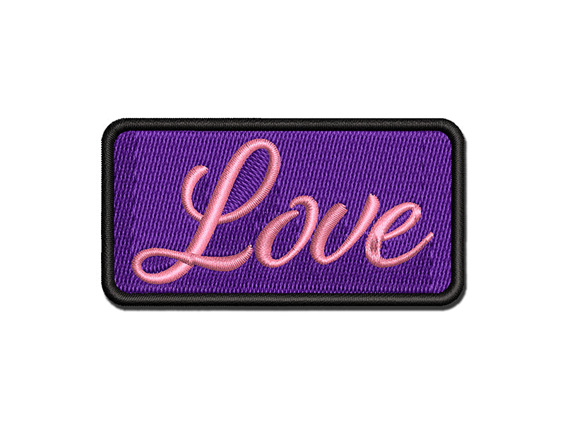 Love Cursive Text Multi-Color Embroidered Iron-On or Hook & Loop Patch Applique