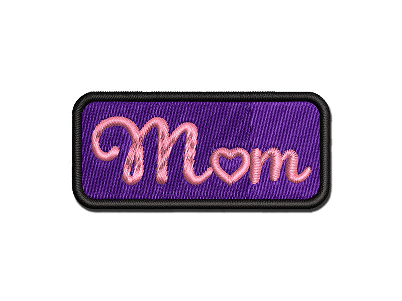 Mom with Heart Multi-Color Embroidered Iron-On or Hook & Loop Patch Applique