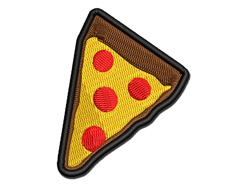 Pizza Slice Abstract Multi-Color Embroidered Iron-On or Hook & Loop Patch Applique