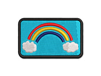 Rainbow with Clouds Multi-Color Embroidered Iron-On or Hook & Loop Patch Applique