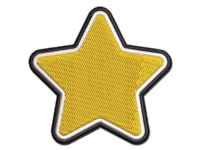 Star Curved Points Multi-Color Embroidered Iron-On or Hook & Loop Patch Applique