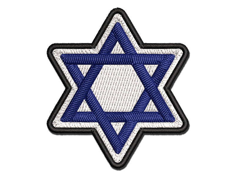 Star of David Jewish Multi-Color Embroidered Iron-On or Hook & Loop Patch Applique