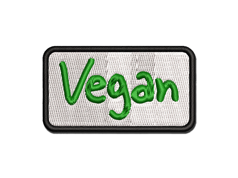 Vegan Text Multi-Color Embroidered Iron-On or Hook & Loop Patch Applique