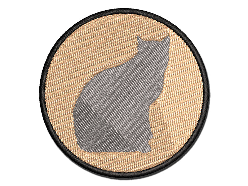 Cat Sitting Side Profile Solid Multi-Color Embroidered Iron-On or Hook & Loop Patch Applique