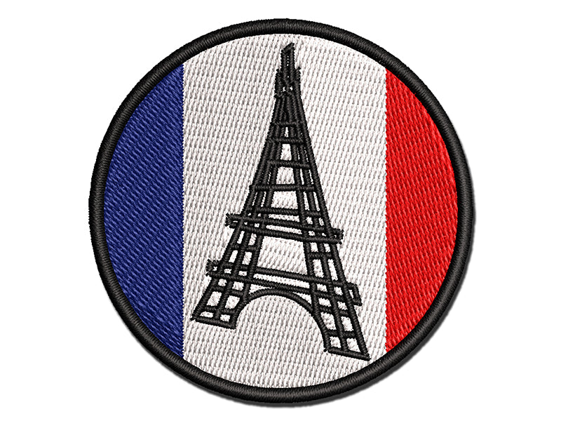 Eiffel Tower Paris France Doodle Multi-Color Embroidered Iron-On or Hook & Loop Patch Applique