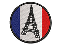 Eiffel Tower Paris France Doodle Multi-Color Embroidered Iron-On or Hook & Loop Patch Applique