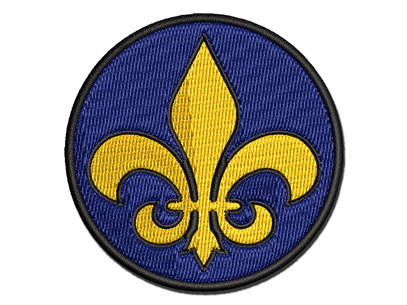 Fleur de Lis Outline Multi-Color Embroidered Iron-On or Hook & Loop Patch Applique