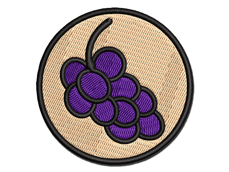 Grapes Outline Doodle Multi-Color Embroidered Iron-On or Hook & Loop Patch Applique