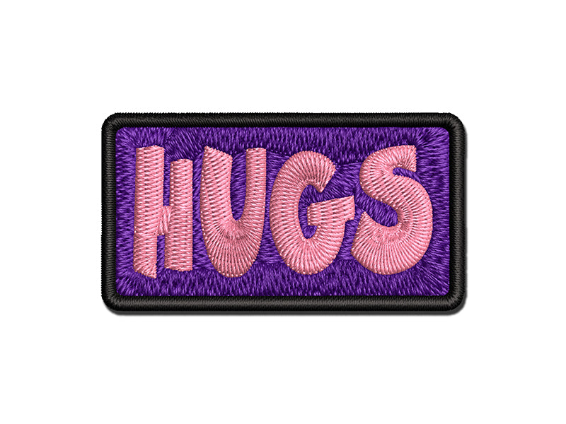Hugs Fun Text Love Multi-Color Embroidered Iron-On or Hook & Loop Patch Applique