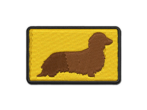 Long Haired Dachshund Dog Solid Multi-Color Embroidered Iron-On or Hook & Loop Patch Applique