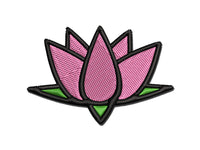 Lotus Flower Outline Multi-Color Embroidered Iron-On or Hook & Loop Patch Applique