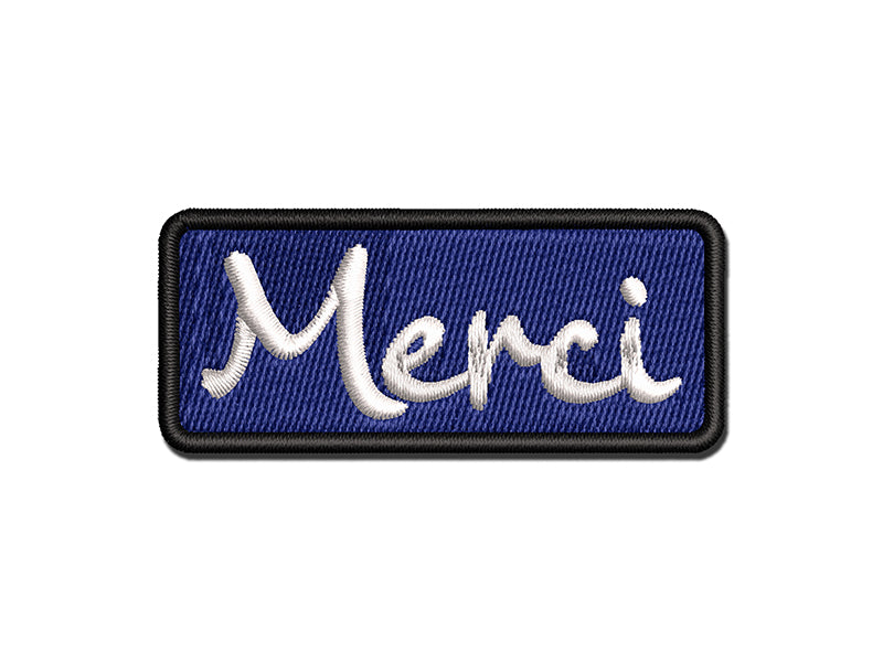 Merci Thank You French Multi-Color Embroidered Iron-On or Hook & Loop Patch Applique
