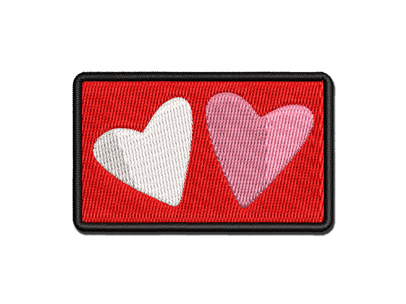 Pair of Hearts Love Multi-Color Embroidered Iron-On or Hook & Loop Patch Applique