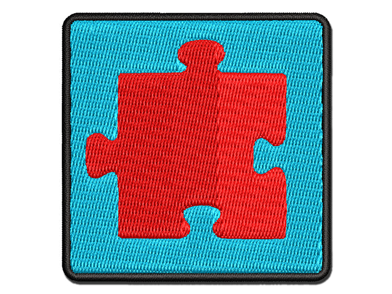 Puzzle Piece Solid Multi-Color Embroidered Iron-On or Hook & Loop Patch Applique