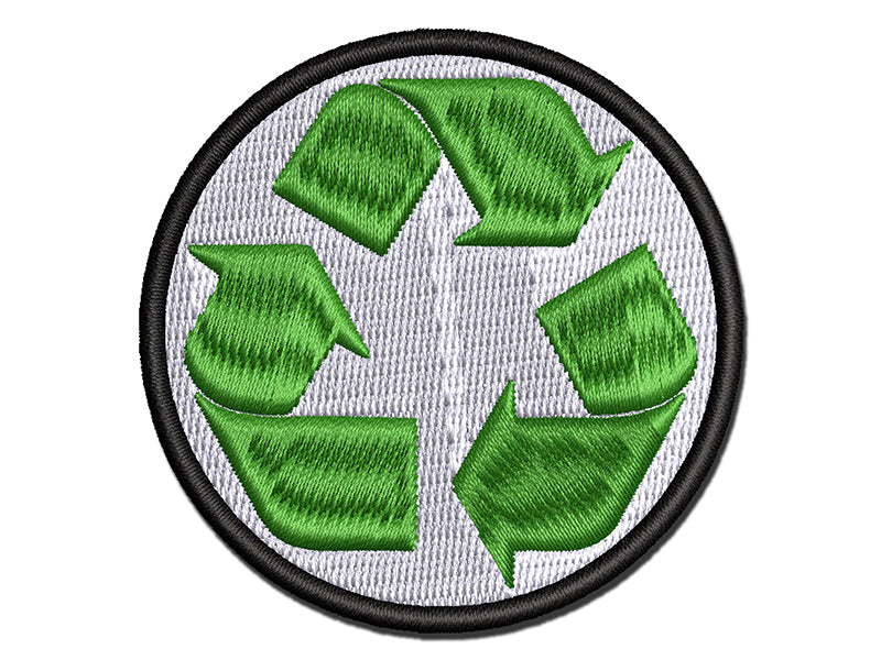 Recycle Symbol Solid Multi-Color Embroidered Iron-On or Hook & Loop Patch Applique